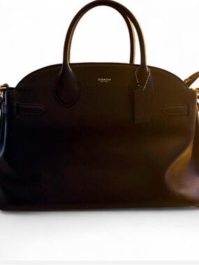 Coach Black Leather Dome Satchel Tote